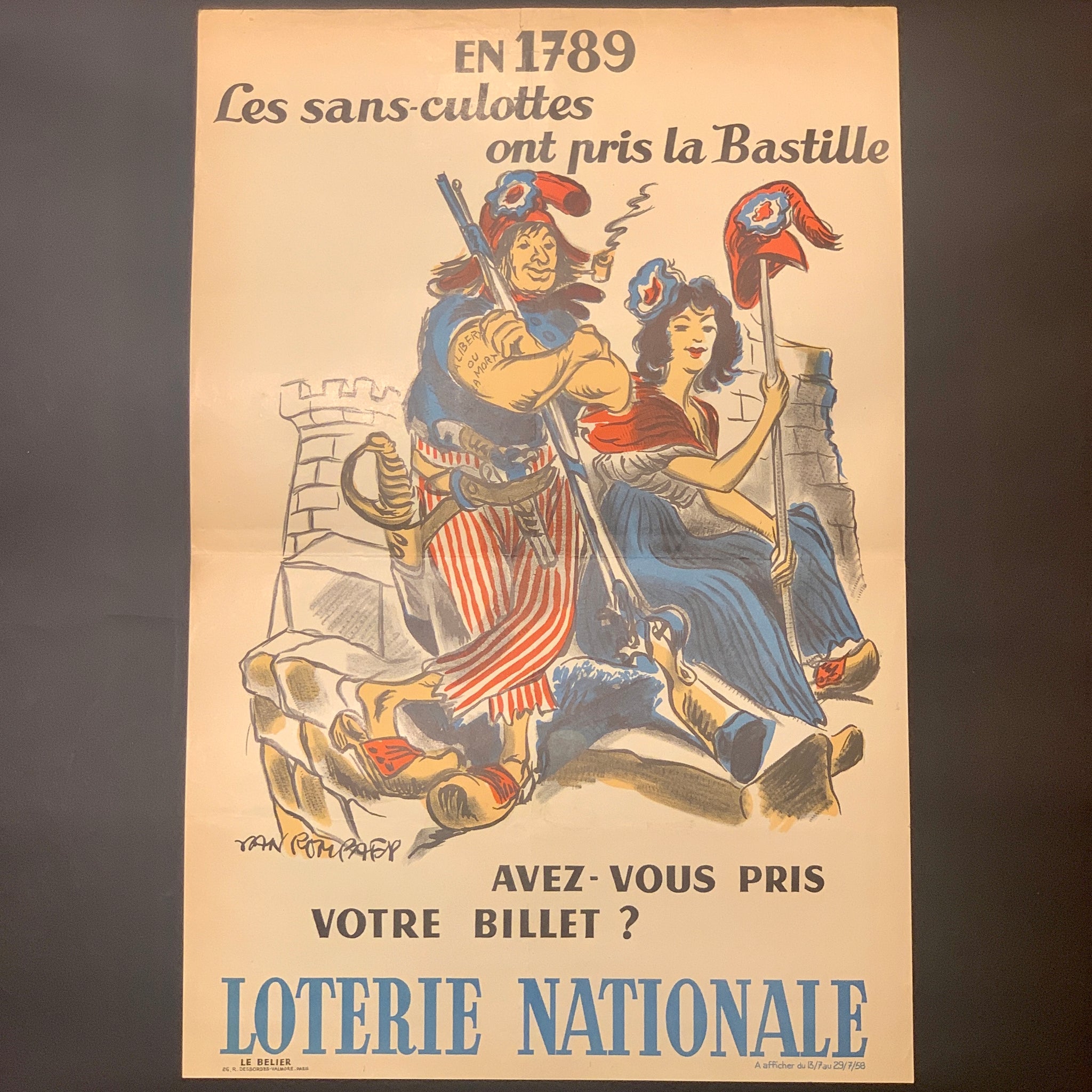 Fransk Van Rompaey “Loterie Nationale”plakat, fra 1958.