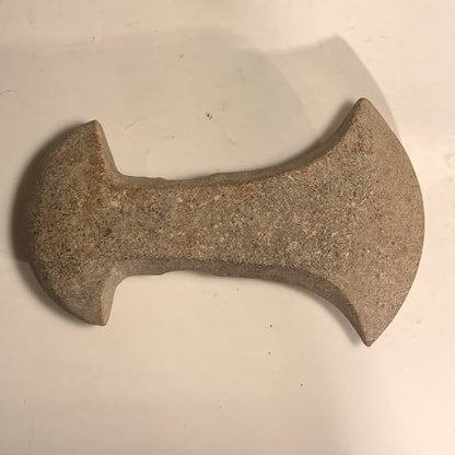Danish Stone Age. Double-Bladed Axe with socket in rock, Tragtbægerkultur 4000-2800 BC.