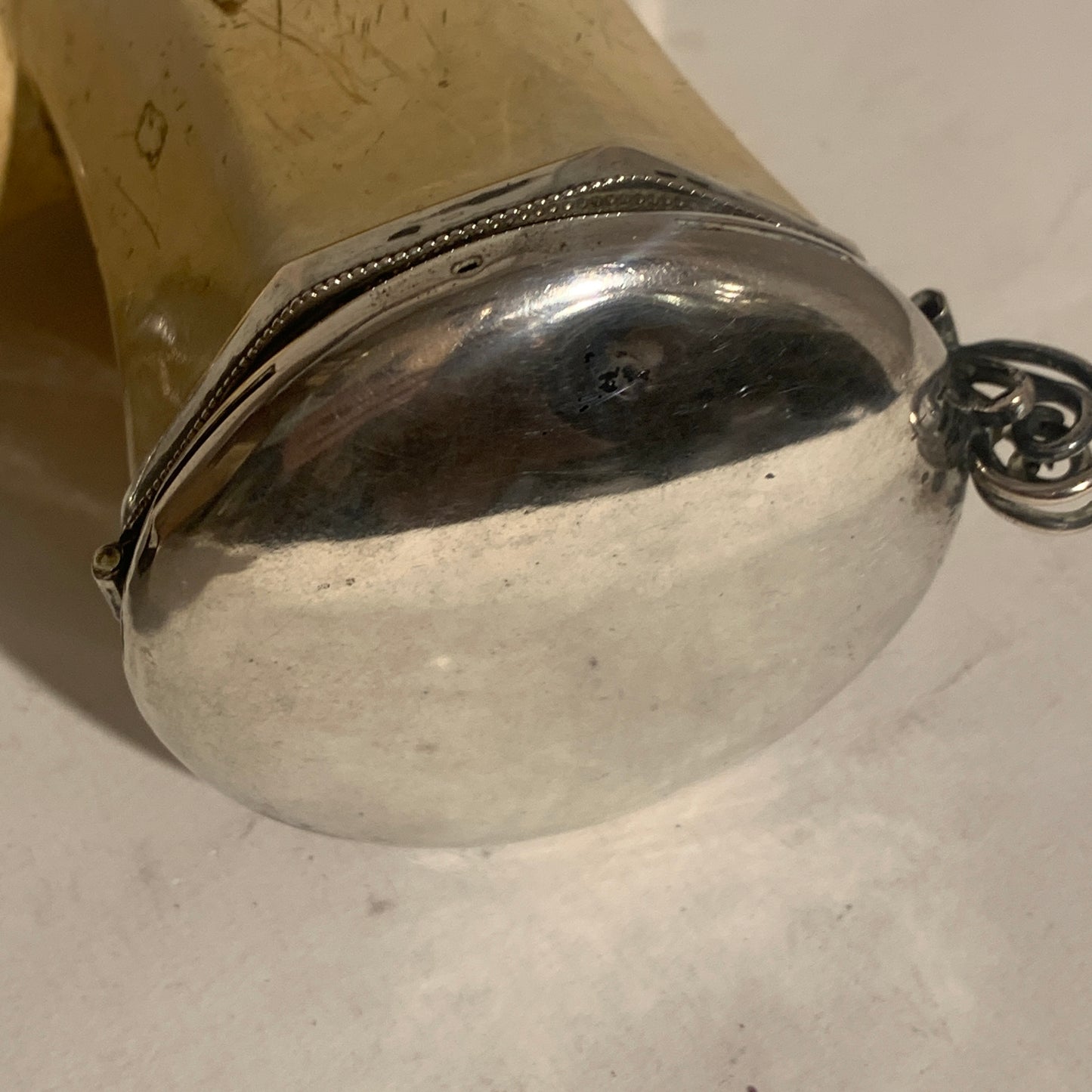 Antik sølvmonteret merskums langpibe, fra 1800 tallet