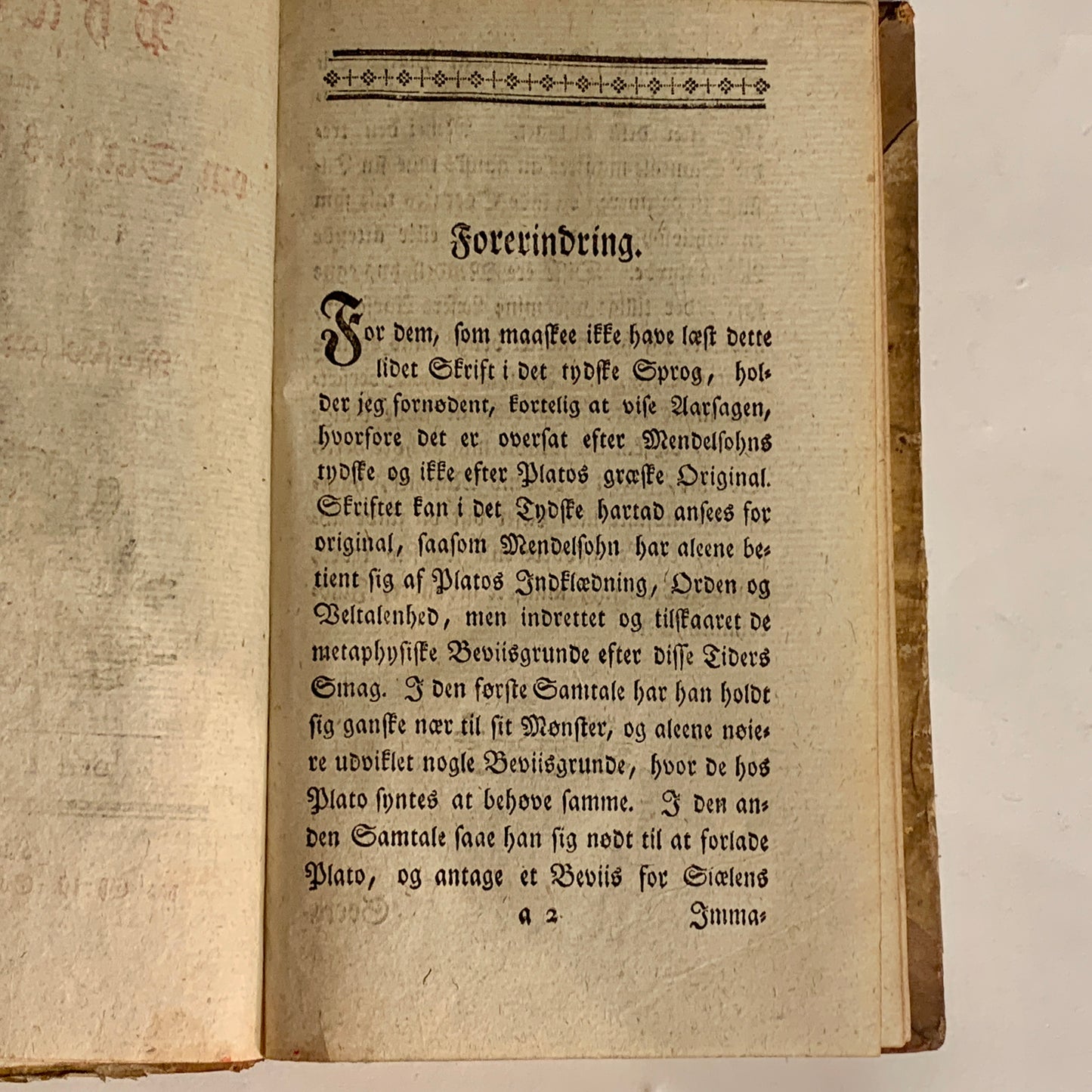 Moses Mendelsohn. Phadon. Antikvarisk bog. 1.Udgave. 1.Oplag. Fra 1779.