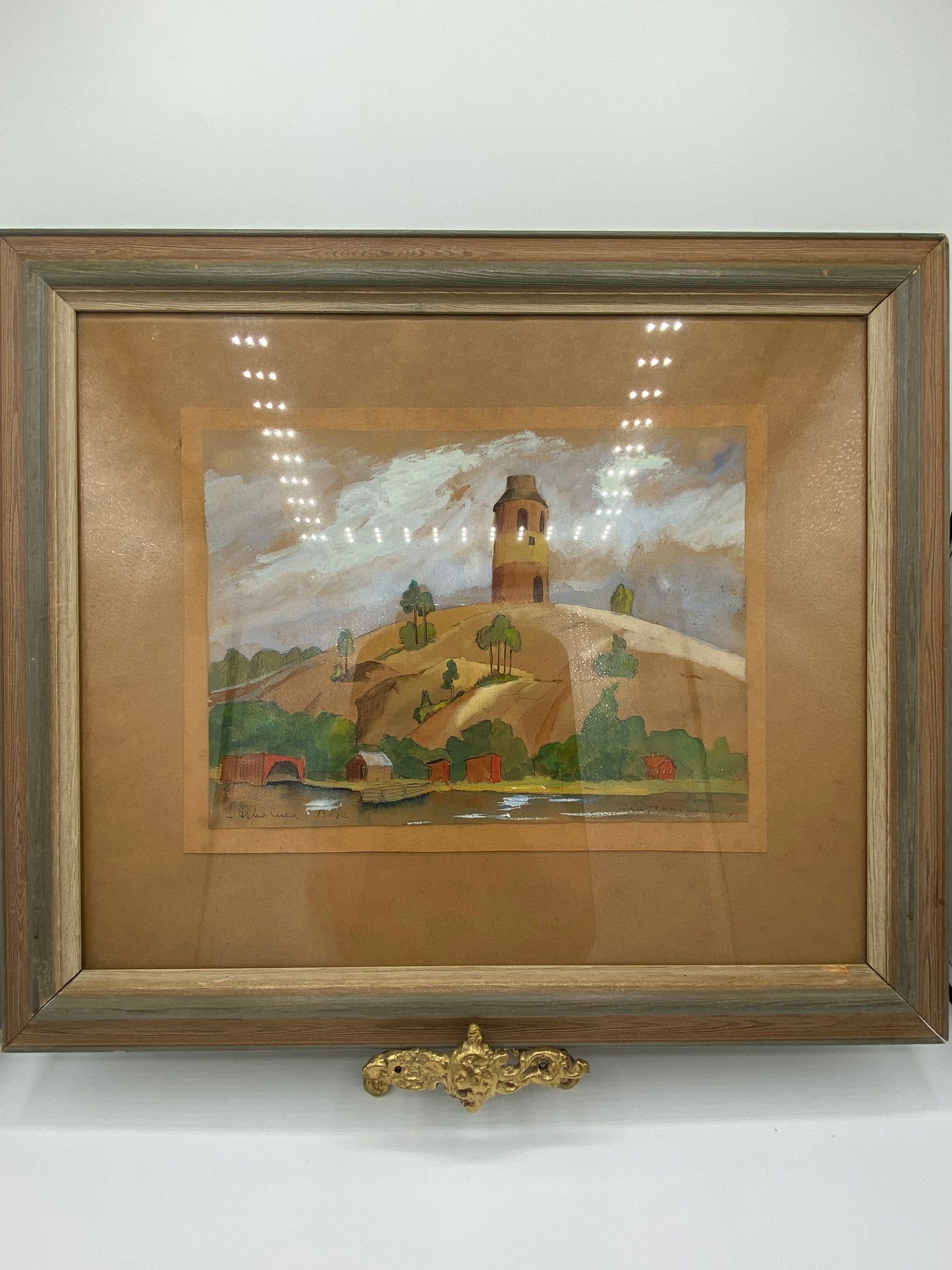 Akvarel maleri af Arholma Båk. Sverige. Fra 1949. Signeret