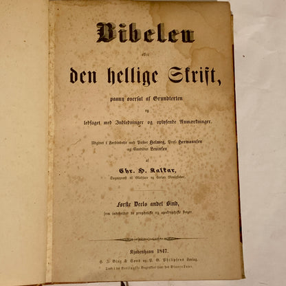 Biblen, Chr. H. Kalkar. Fra 1847. Det gamle testamente m.m.