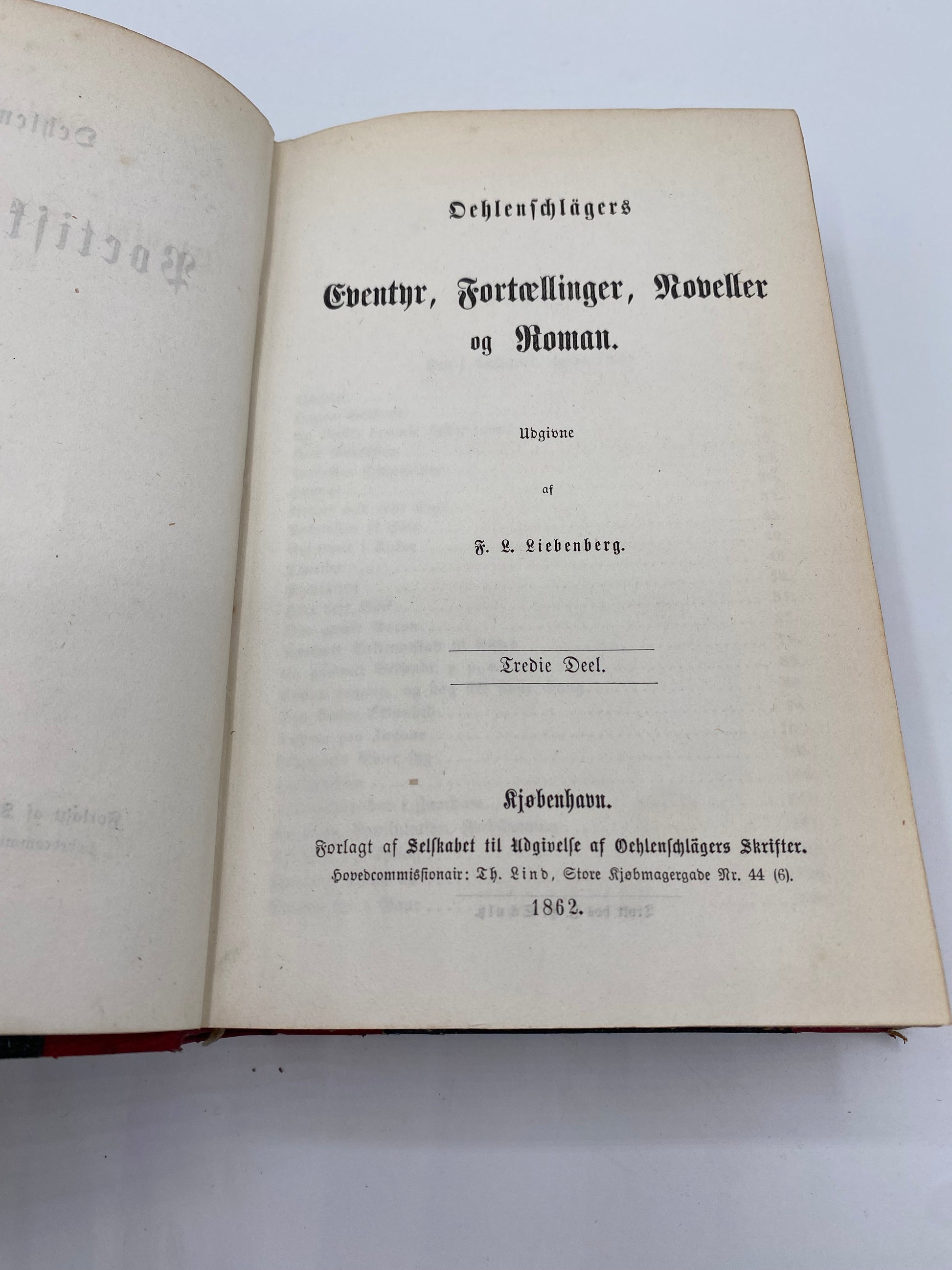 Oehlenschlägers Eventyr, Fortællinger, Noveller og Roman. Af Adam Oehlenschläger. 3. Og 4. Del. Antikvarisk dansk bog. 1. Udgave. 