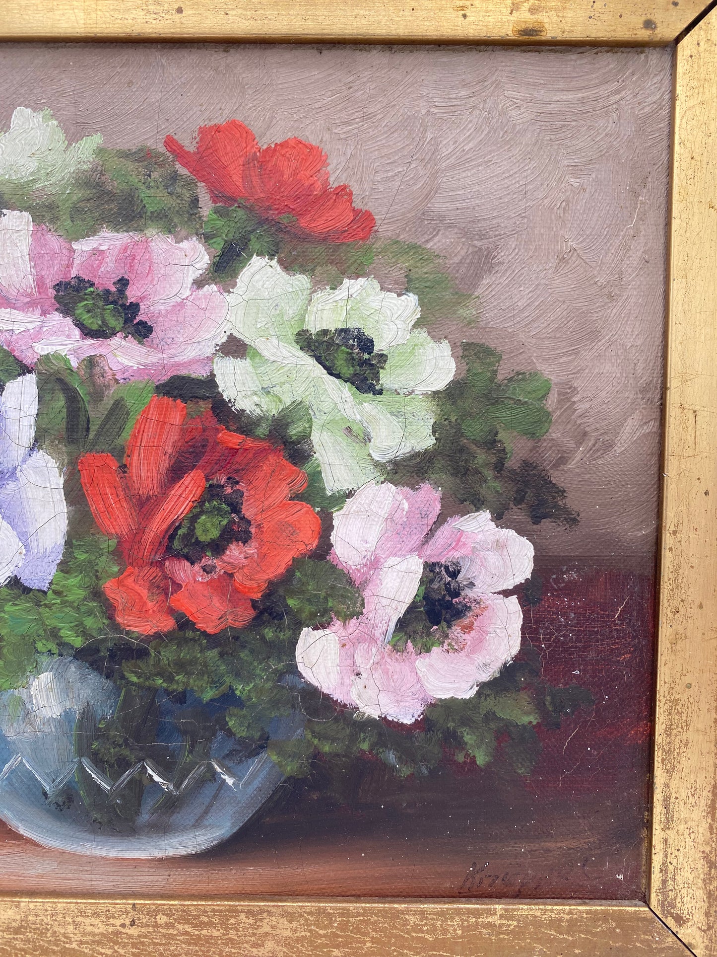 Edvin Knüppel. Blomsterstilleben, oliemaleri. Danmark. Fra midt 20. årh