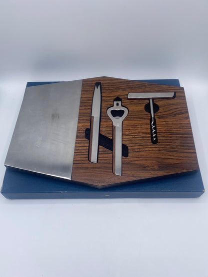 Vintage mid century modern cocktailsæt i palisander og rustfrit stål. Japan. Midt 20. Årh