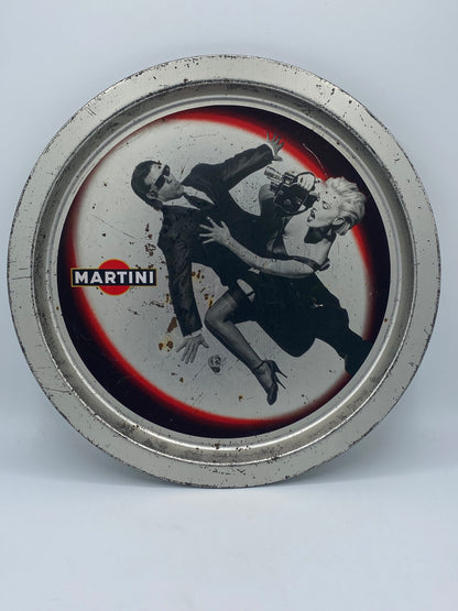 Vintage Martini reklame-serveringsbakke i metal. Dansk. Slut 20. årh