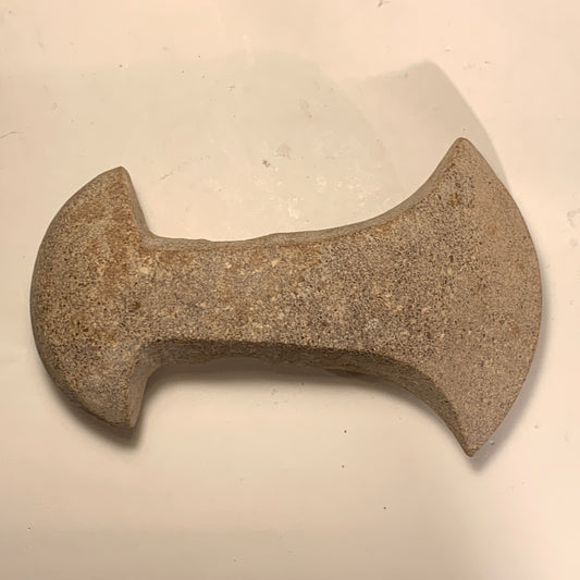 Dansk Stenalder. Dobbeltægget Stridsøkse med skafthul i bjergart, Tragtbægerkultur 4000-2800 F.Kr