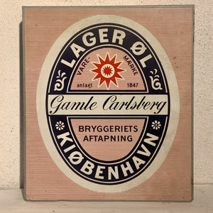 Ældre Carlsberg Lager Øl metal kasseskilt, fra 1950érne.