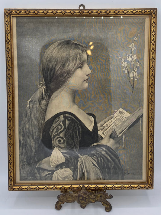 Den Lærende Venetianerinde. Antik dansk træsnitsgravering. Fra 1895
