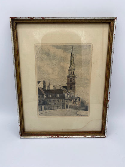 Et vintage billede af Vor Frelsers Kirke i København