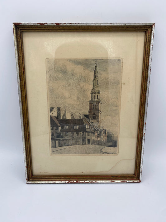 Et vintage billede af Vor Frelsers Kirke i København