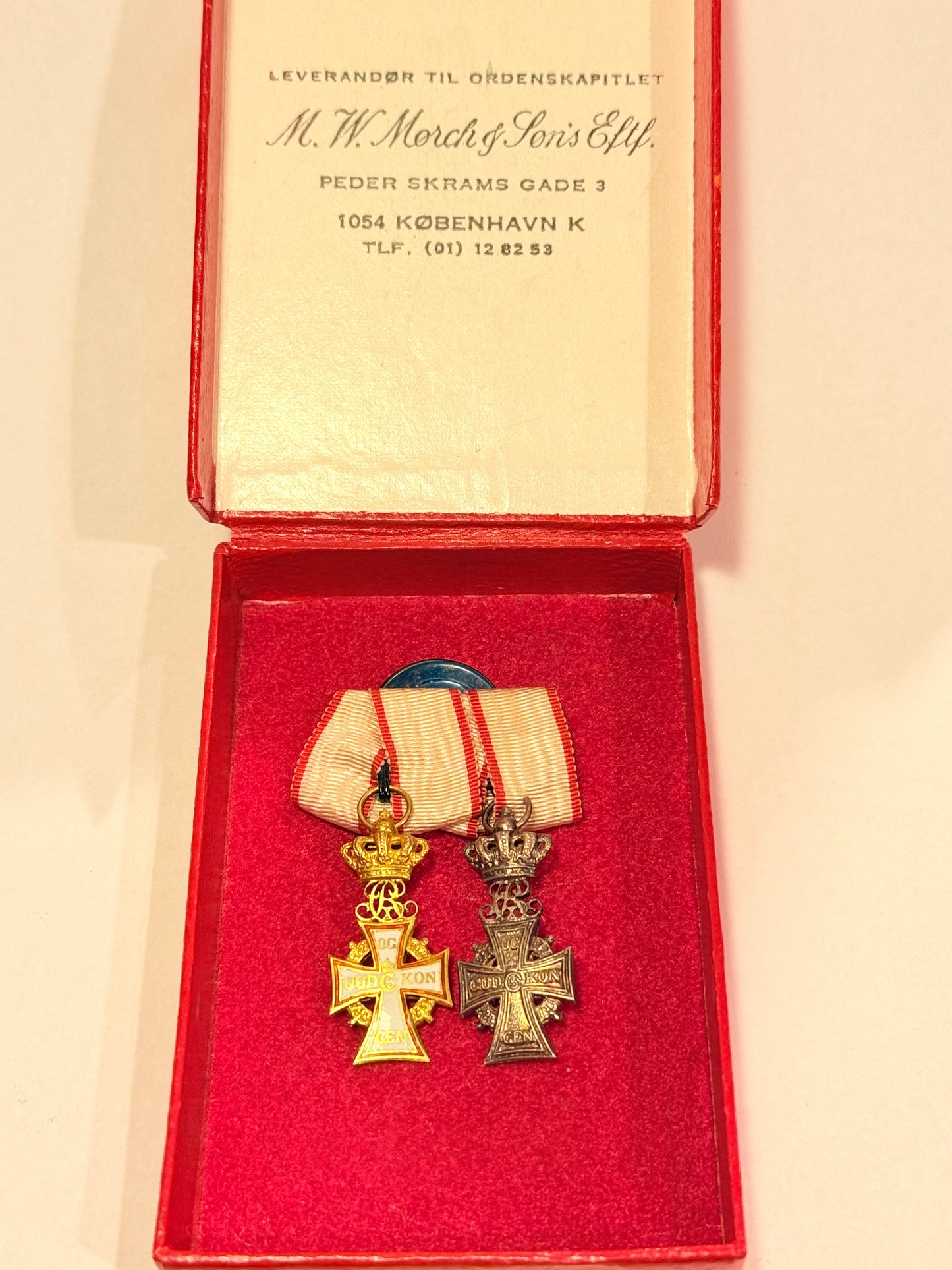 Miniaturemedaljebarre af danske Ridderkors - Chr. X version