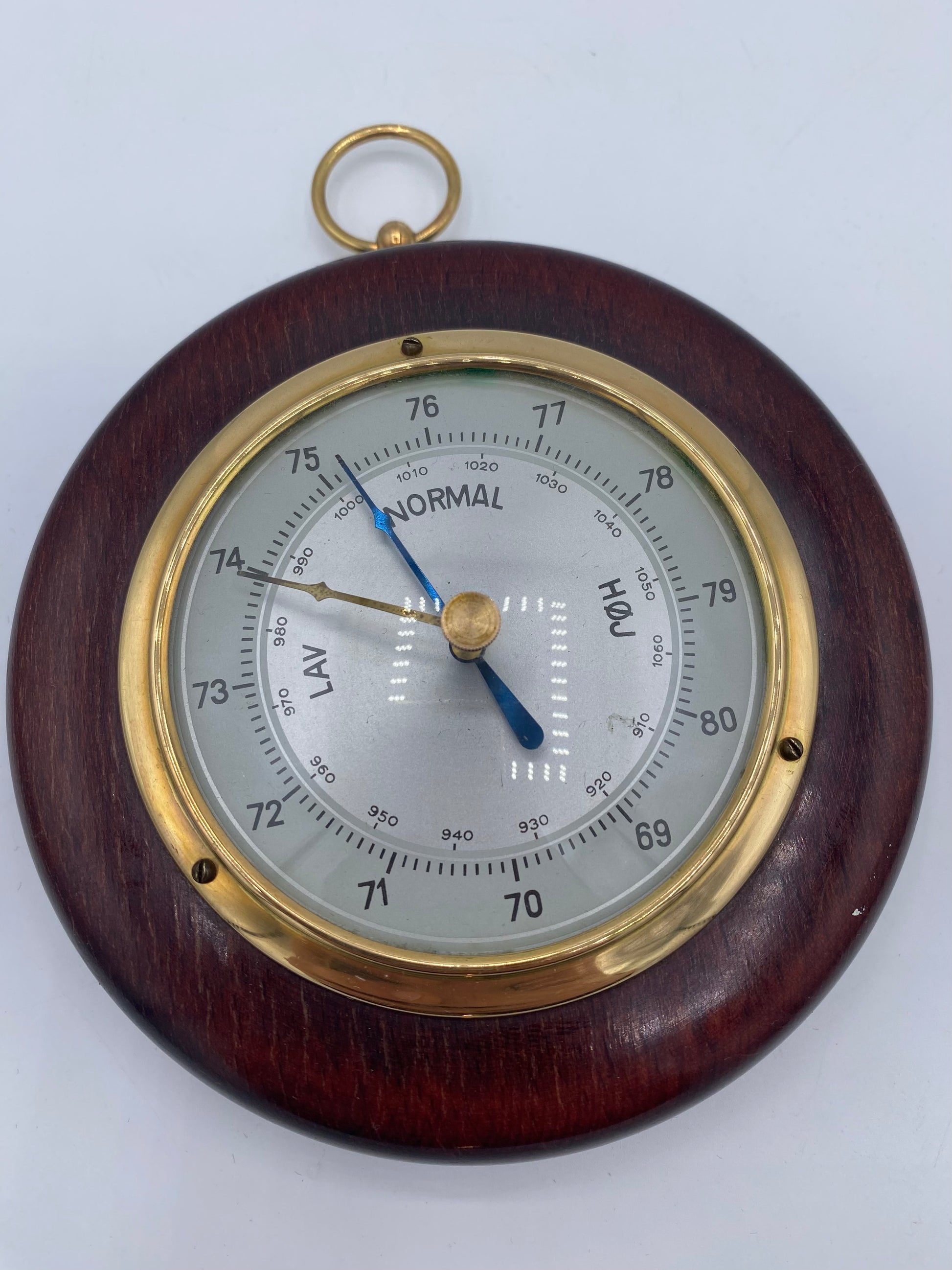 Vintage rundt Barometer. Danmark. Midt 20. Årh