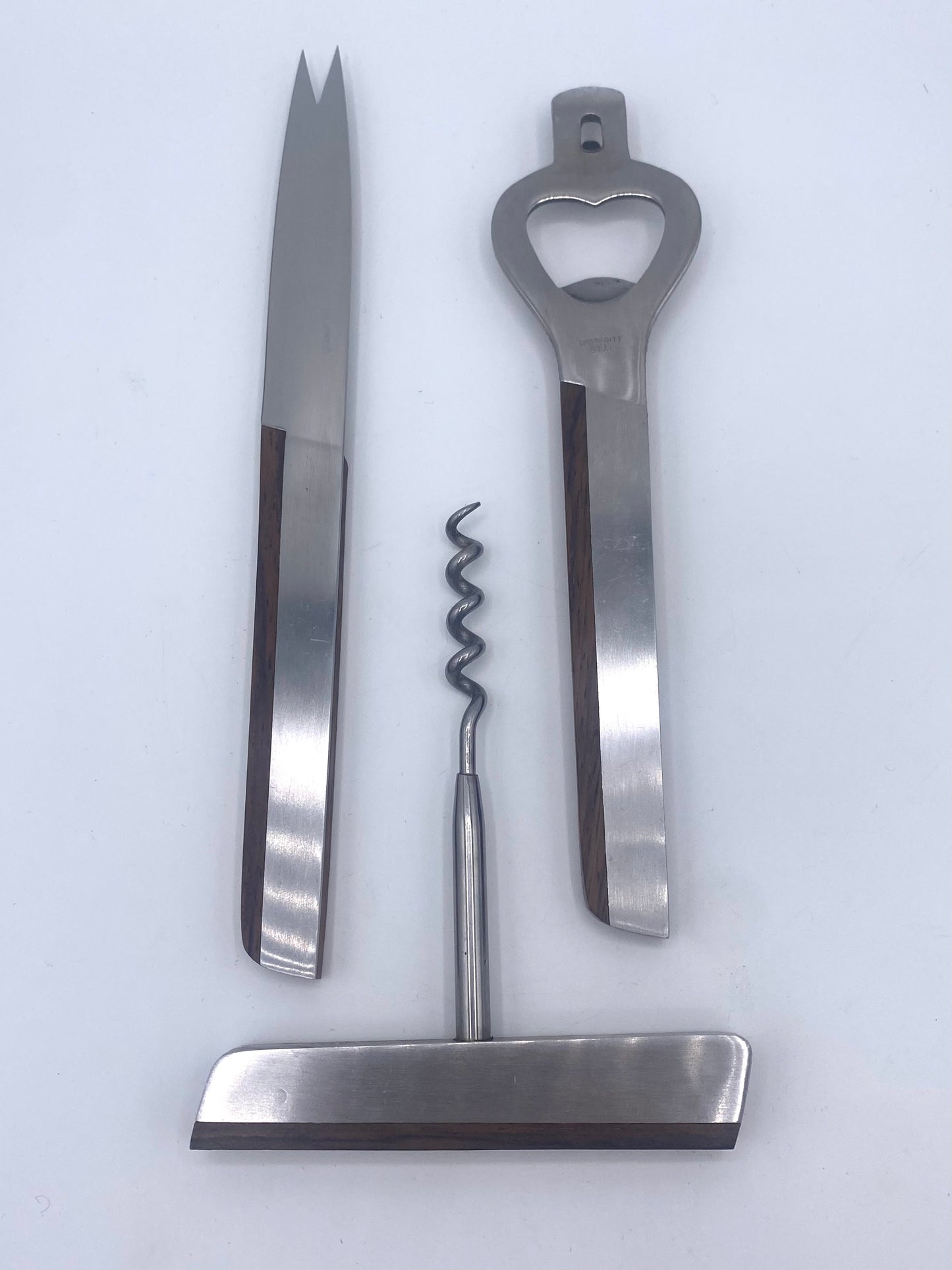 Vintage mid century modern cocktailsæt i palisander og rustfrit stål. Japan. Midt 20. Årh