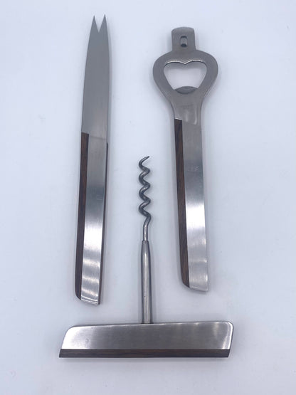 Vintage mid century modern cocktailsæt i palisander og rustfrit stål. Japan. Midt 20. Årh