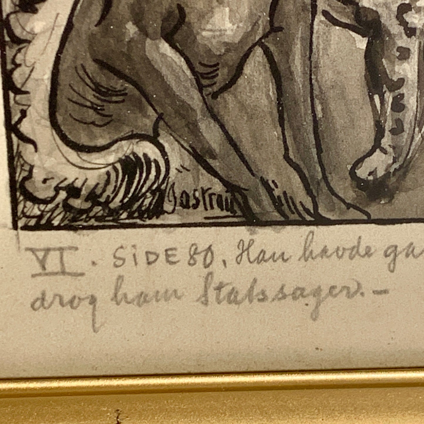 Viggo Jastrau (f.1857-1946.) Illustration af Christian V til Carl Ewald bog. Fra 1925.