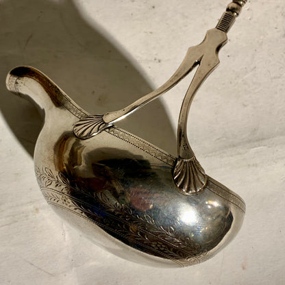 Antik lang sølv punch ske, fra 1842.