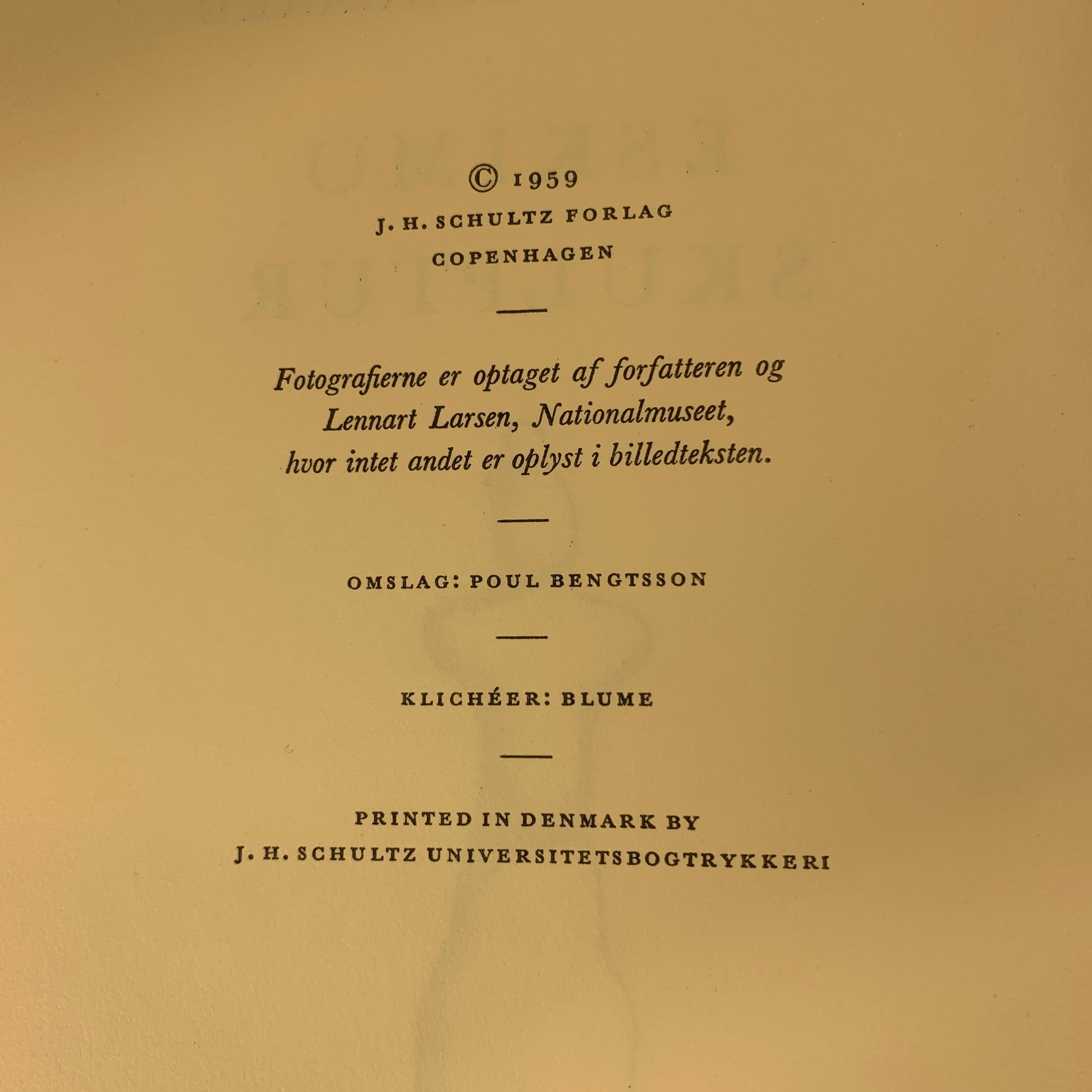 Jørgen Meldgaard, Eskimo skulptur, fra 1959. 1.Udg. 1.Oplag