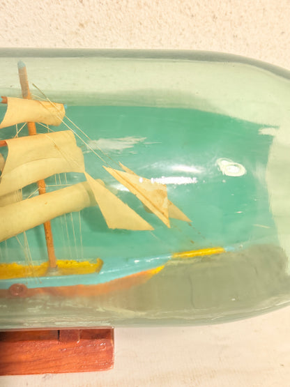 Antique large Danish bottle ship. School ship Copenhagen. Early 1900s.