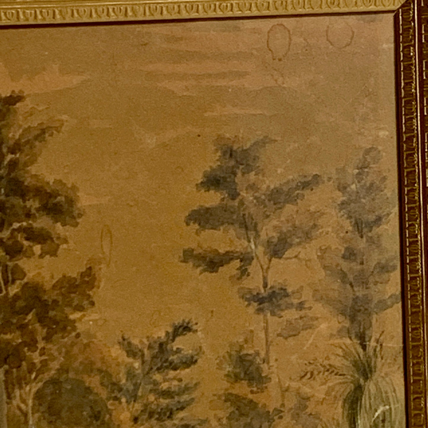 Antik akvarel maleri, USA, fra 1800 tallet