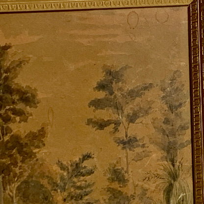 Antik akvarel maleri, USA, fra 1800 tallet