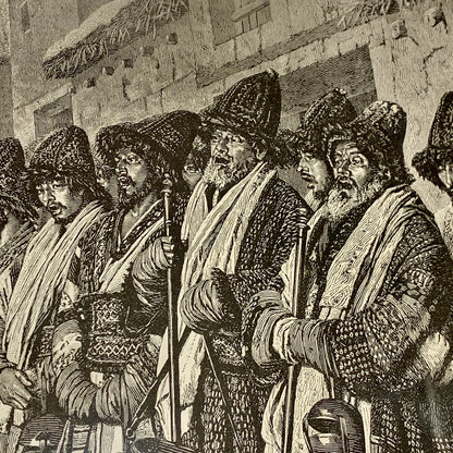 Antique Danish woodcut. Singing Dervishes. From 1887.