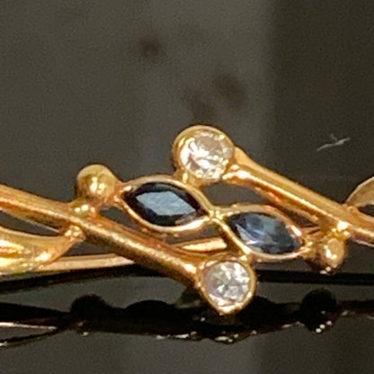 ❗️EFTERLYSNING STJÅLET❗️Vintage 18K guld broche med safirer og zirconer, Italien.