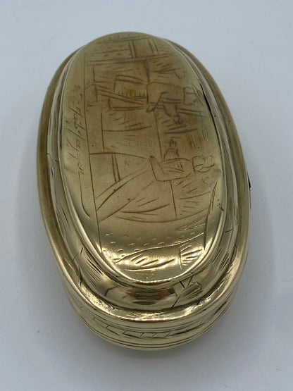 Antik tobaks æske i messing. Holland midt/slut 18.Årh