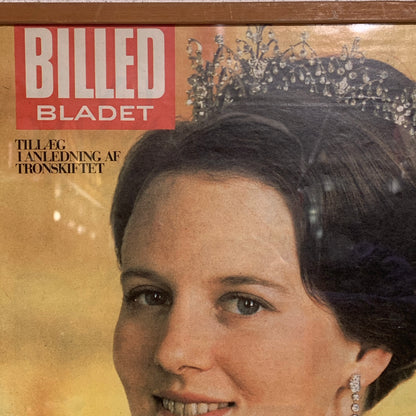 Dronning Margrethe d. 2. Tronskifte. Ældre originalt magasin udklip, fra 1972.