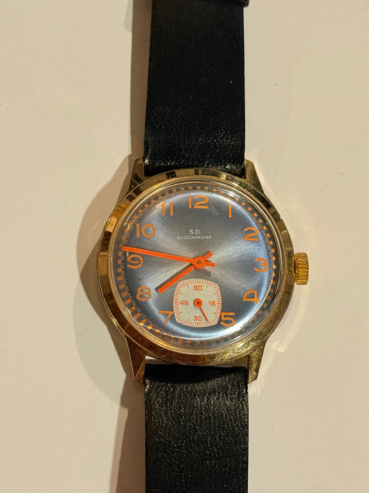 Vintage SD orange manuelt armbåndsur. Fra 1970erne.