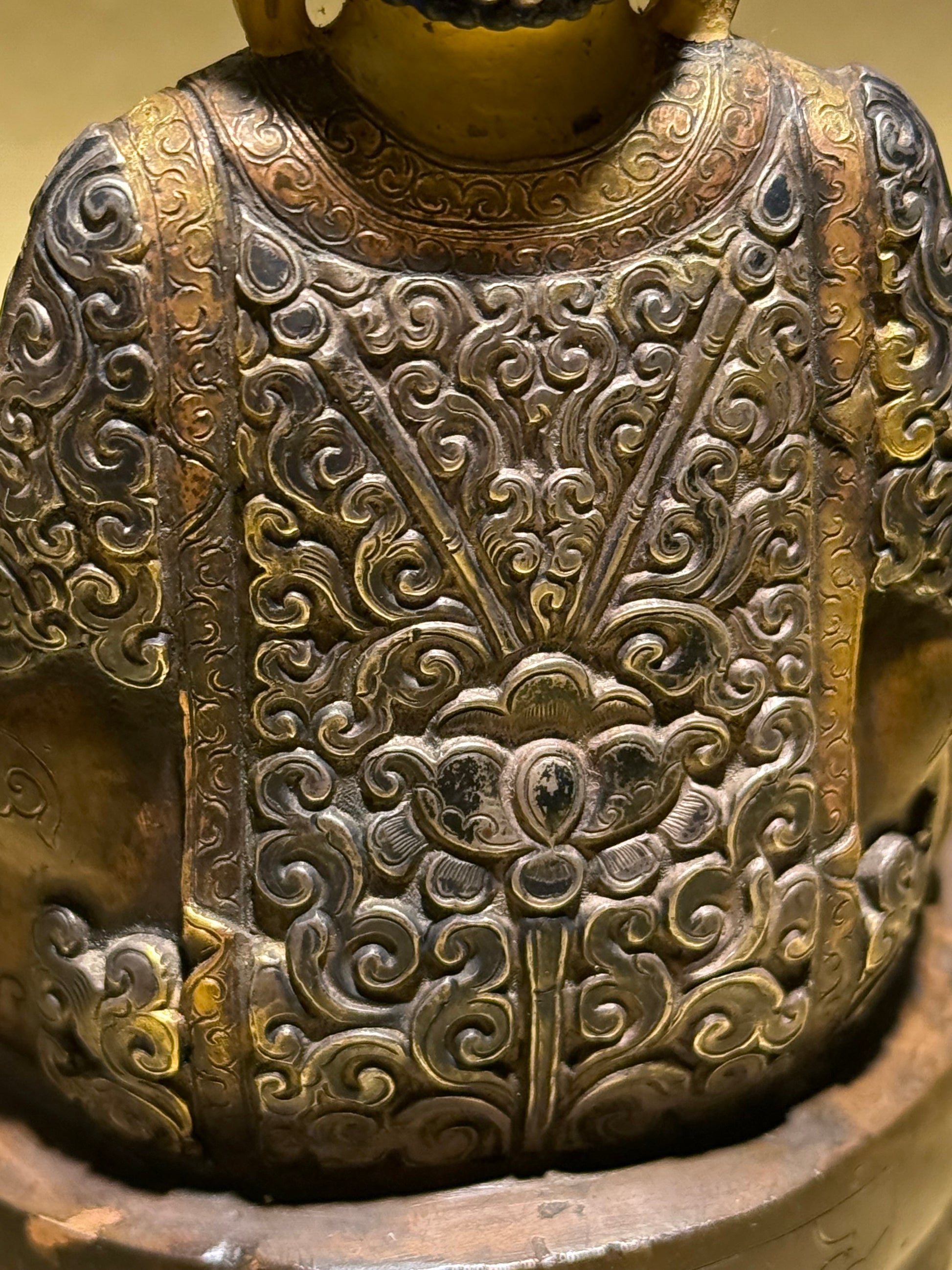 Forgyldt Amitabha Buddha i kobber og sterling sølv, fra 1900 tallet