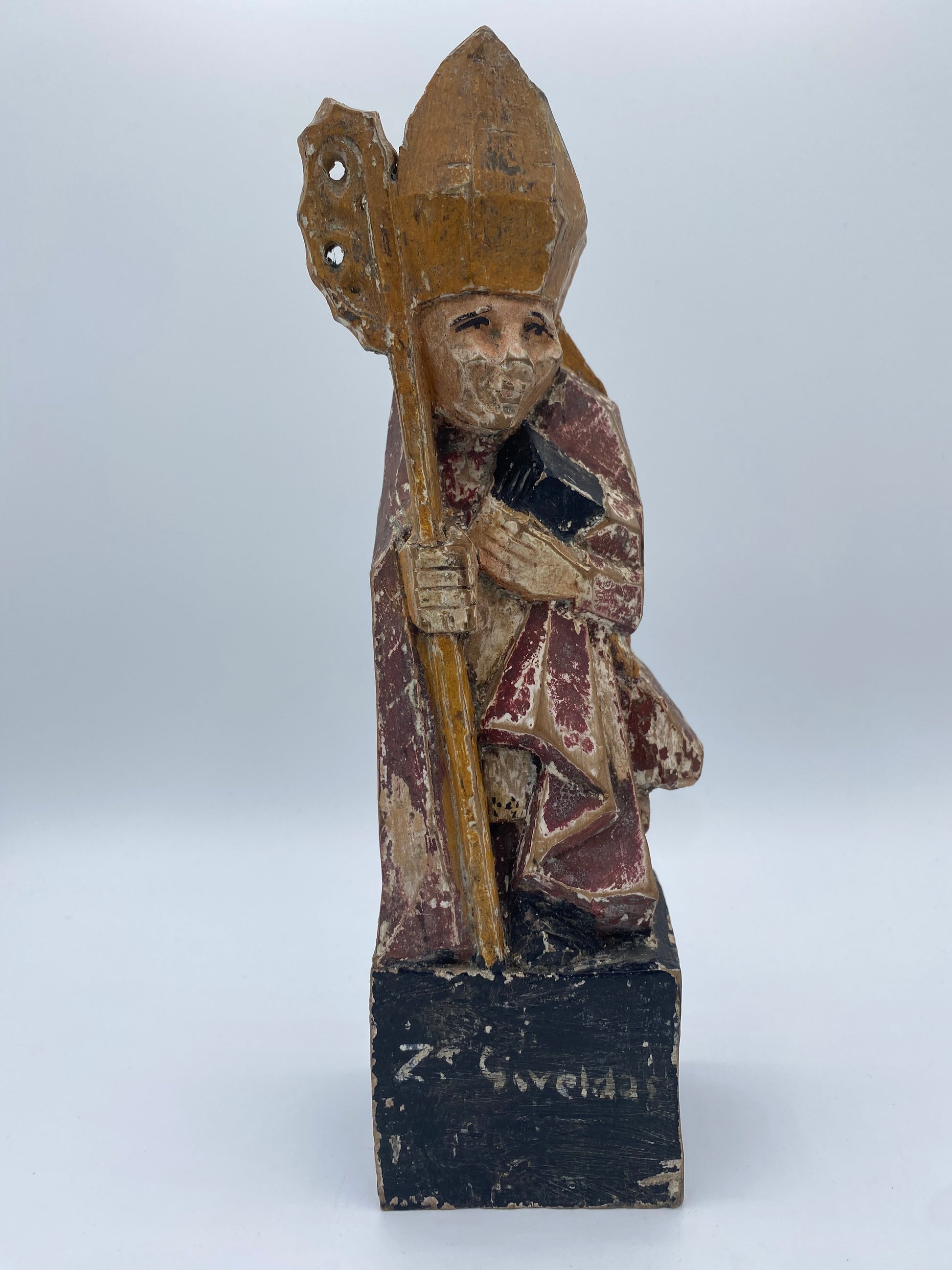 Fransk bispehelgen i træ - sculpture populaire religieuse. Fra slut 18.Årh. Start 19. Årh
