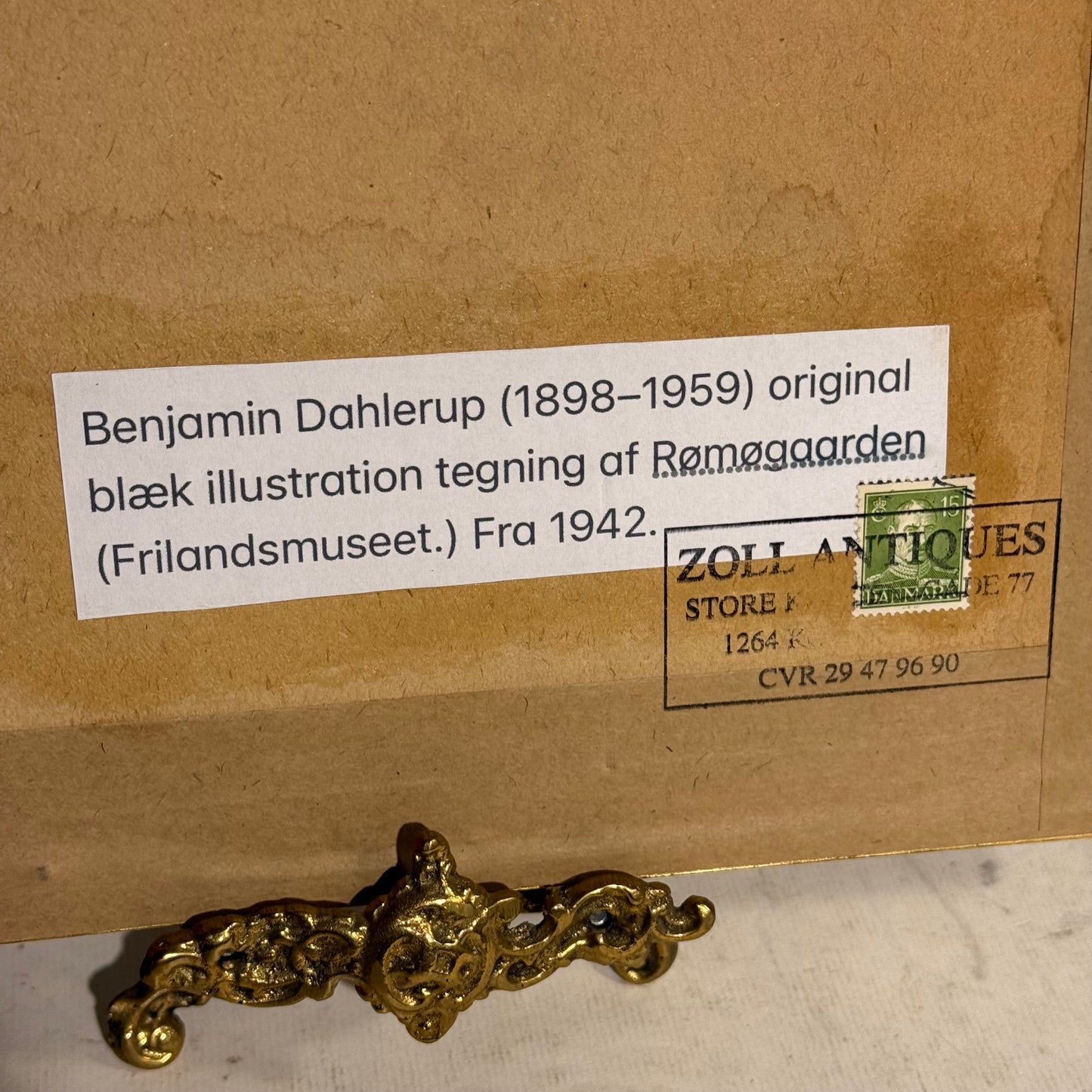 Benjamin Dahlerup (1898–1959) original blæk illustration tegning af Rømøgaarden (Frilandsmuseet.) Fra 1942.