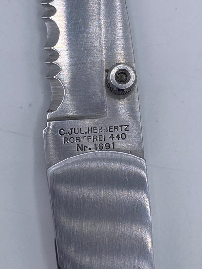 Herbertz foldekniv i rustfrit stål, model Nr. 1691. Tyskland. 20. Årh
