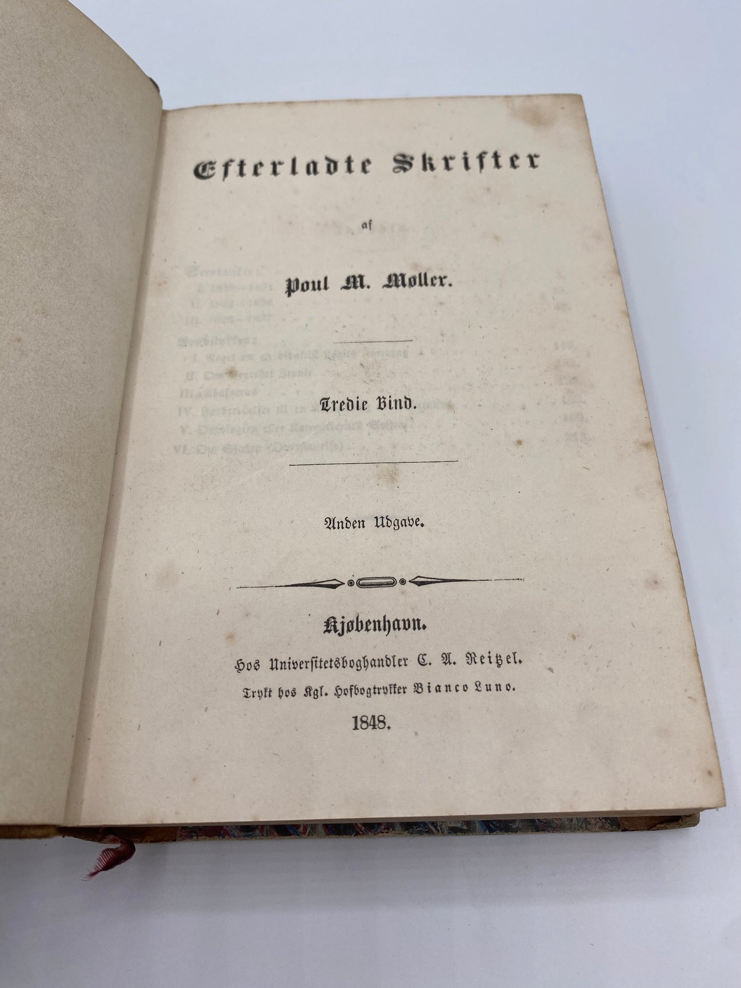 Efterladte Skrifter. 3. Bind. Af Poul M. Moller. Antikvarisk dansk bog. 2. Udgave. 1.Oplag. Fra 1848