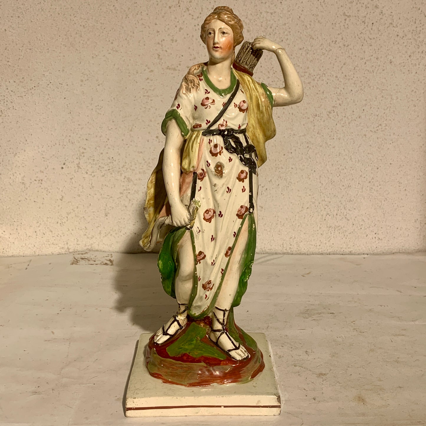 Antique Staffordshire Pearlware, Diana (Artemis), Goddess of the Hunt, from 1820.