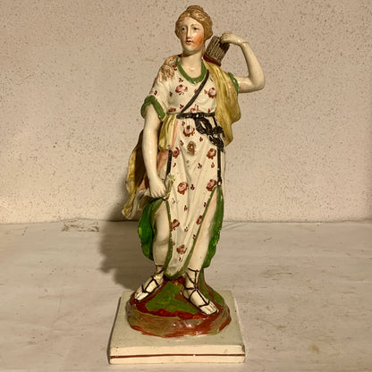 Antique Staffordshire Pearlware, Diana (Artemis), Goddess of the Hunt, from 1820.