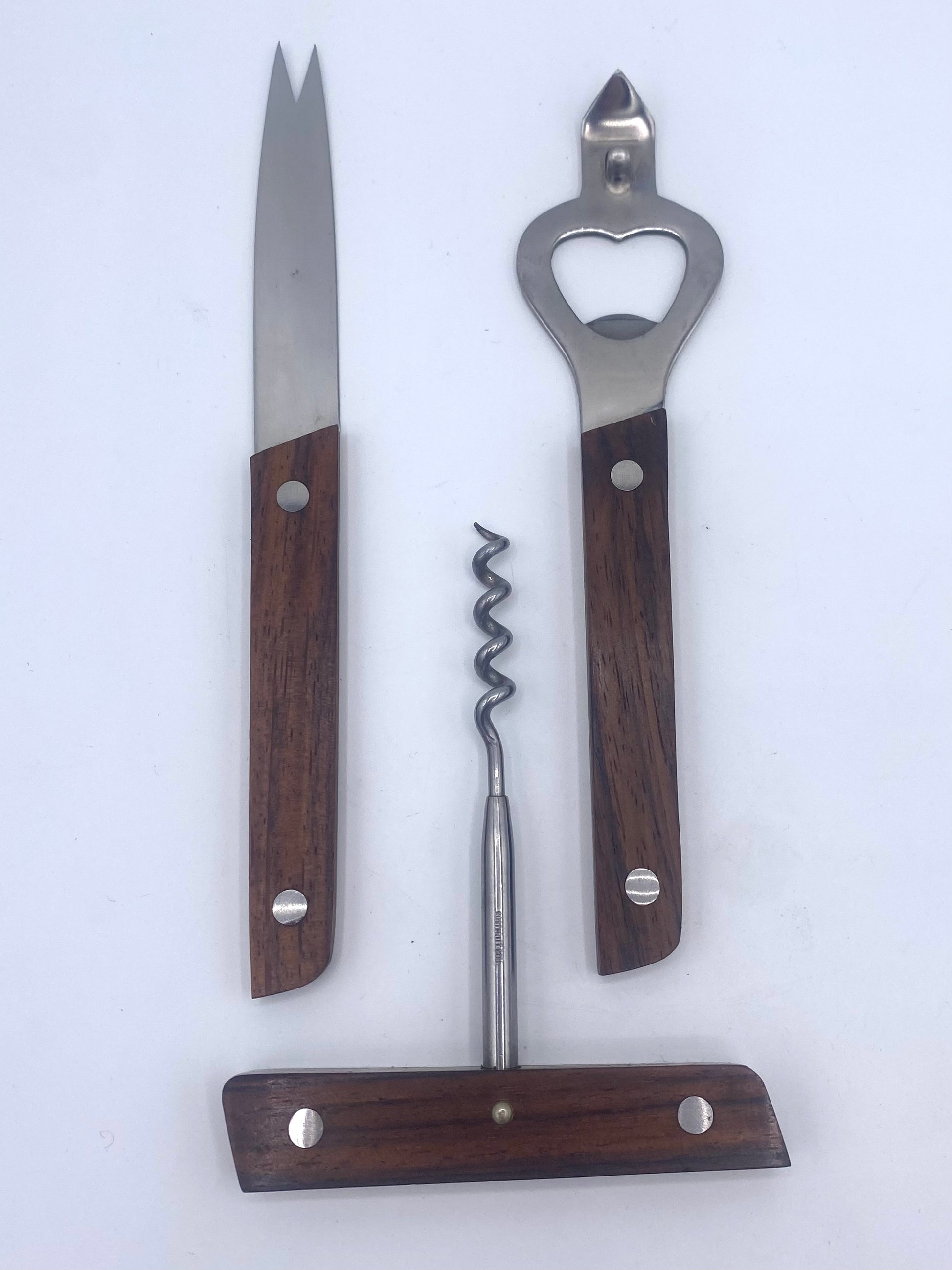 Vintage mid century modern cocktailsæt i palisander og rustfrit stål. Japan. Midt 20. Årh