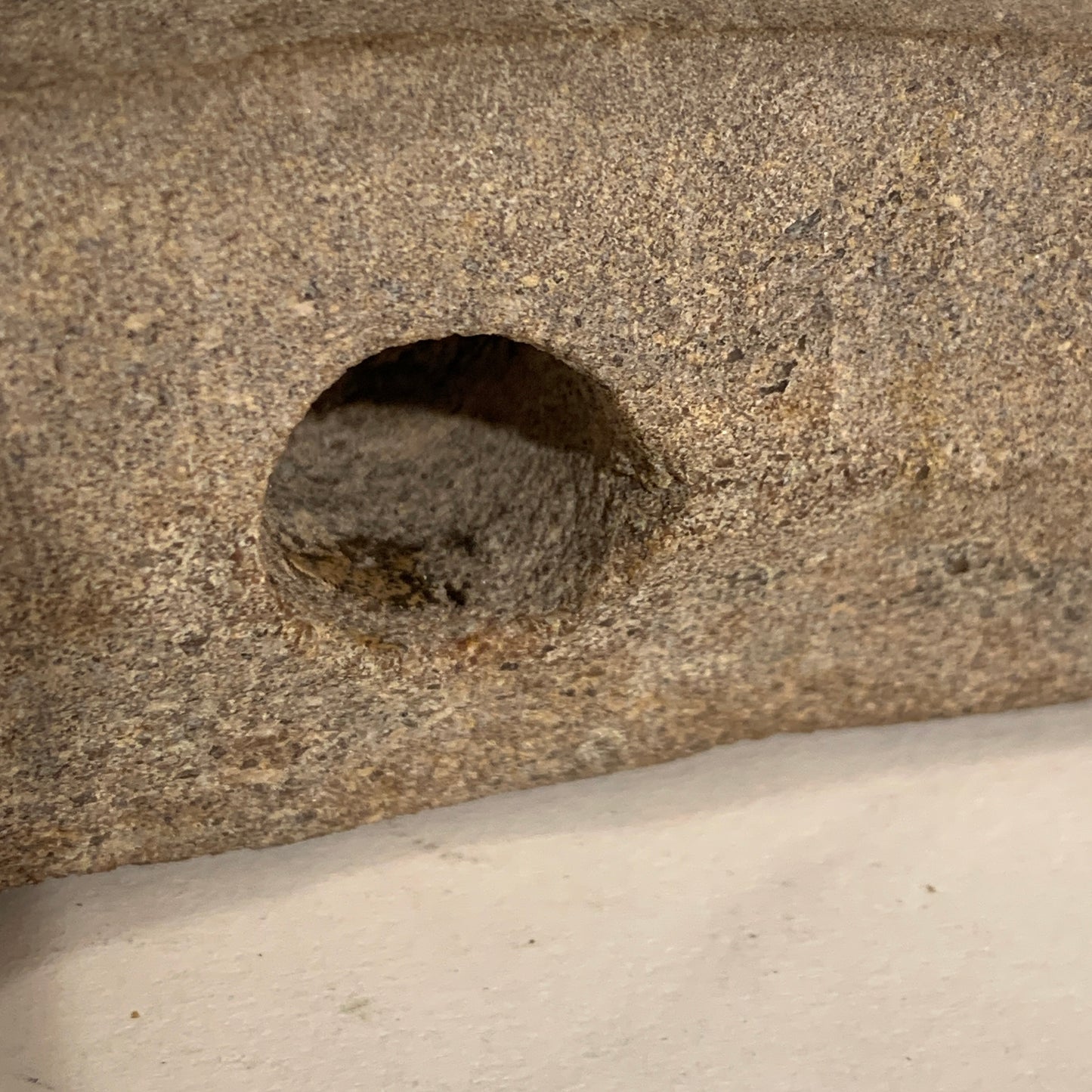Danish Stone Age. Double-Bladed Axe with socket in rock, Tragtbægerkultur 4000-2800 BC.