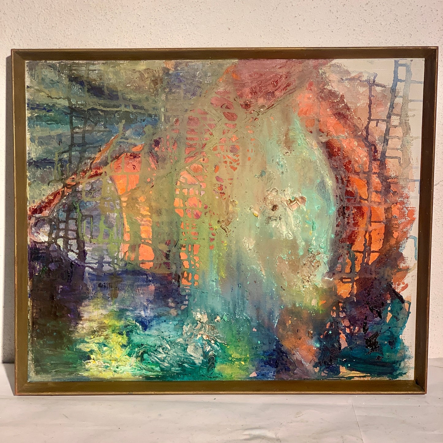 Abstrakt oliemaleri fra ældre tid, usigneret