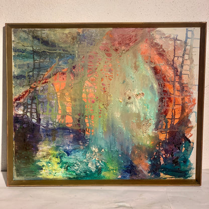 Abstrakt oliemaleri fra ældre tid, usigneret