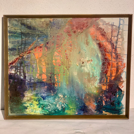 Abstrakt oliemaleri fra ældre tid, usigneret