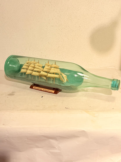 Antique large Danish bottle ship. School ship Copenhagen. Early 1900s.