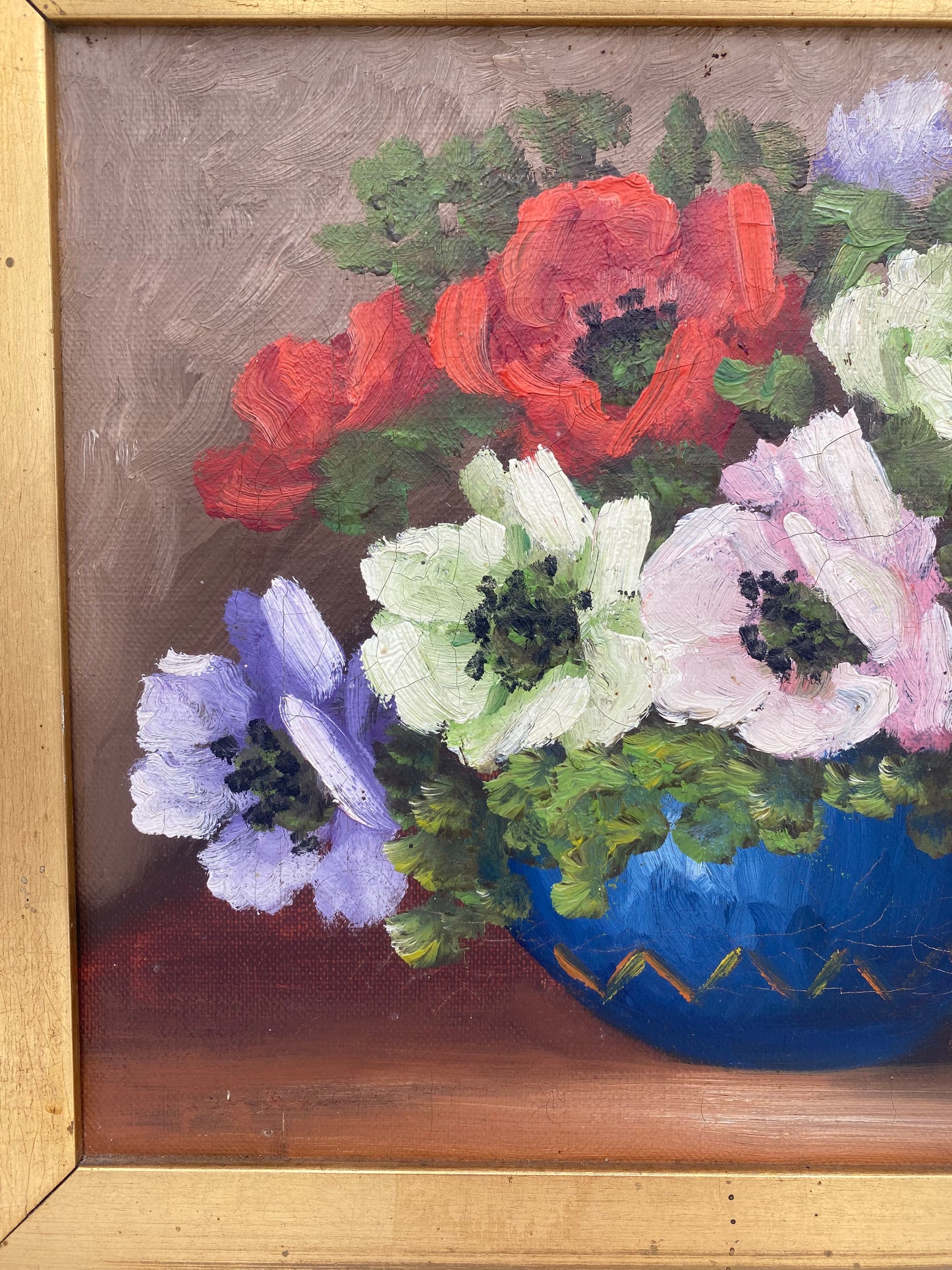 Edvin Knüppel. Blomsterstilleben, oliemaleri. Danmark. Fra midt 20. årh.