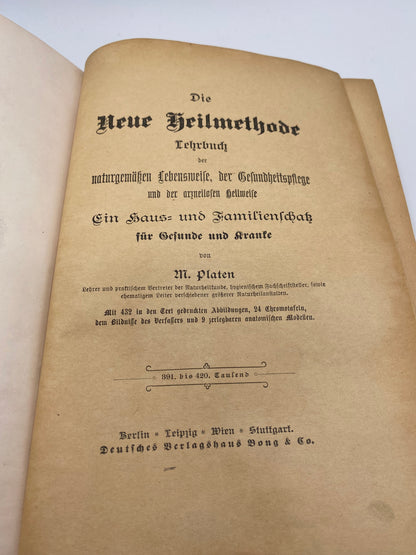 Die Neue Heilmethode. Af M. Platen. Bind 1. Antikvarisk tysk bog. Fra 1902