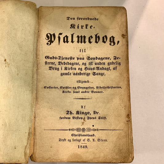 Den forordnede kirke Psalmebog, fra 1849.