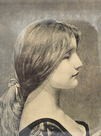 Den Lærende Venetianerinde. Antik dansk træsnitsgravering. Fra 1895