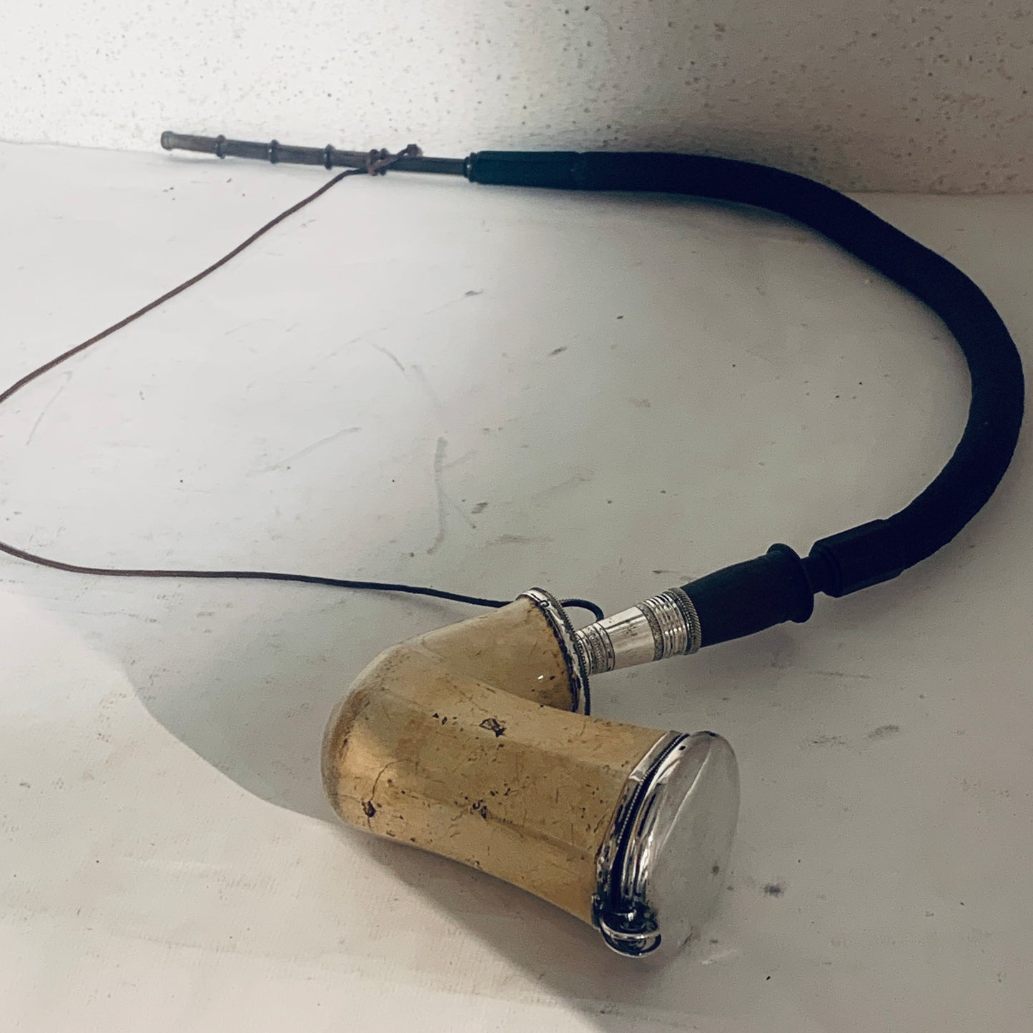 Antik sølvmonteret merskums langpibe, fra 1800 tallet