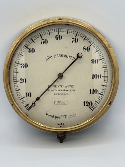 Antik Burmeister & Wain Rör-Manometer. Fra slut 19. Årh