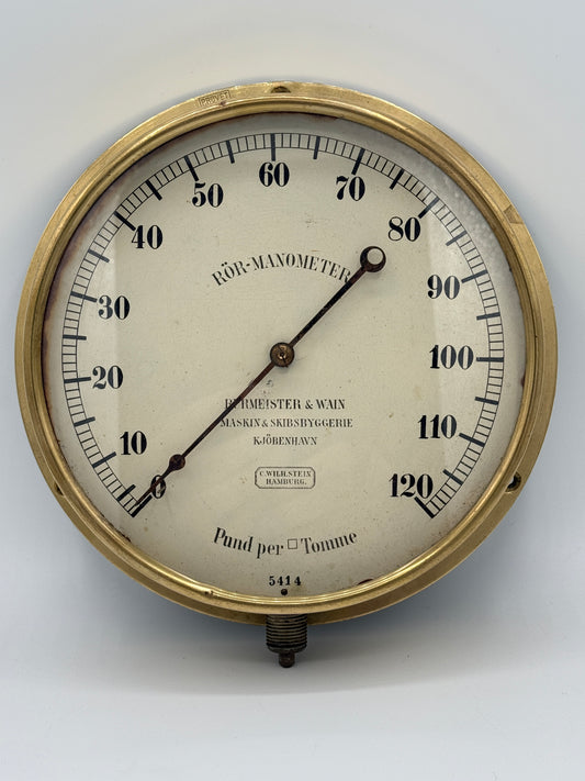 Antik Burmeister & Wain Rör-Manometer. Fra slut 19. Årh
